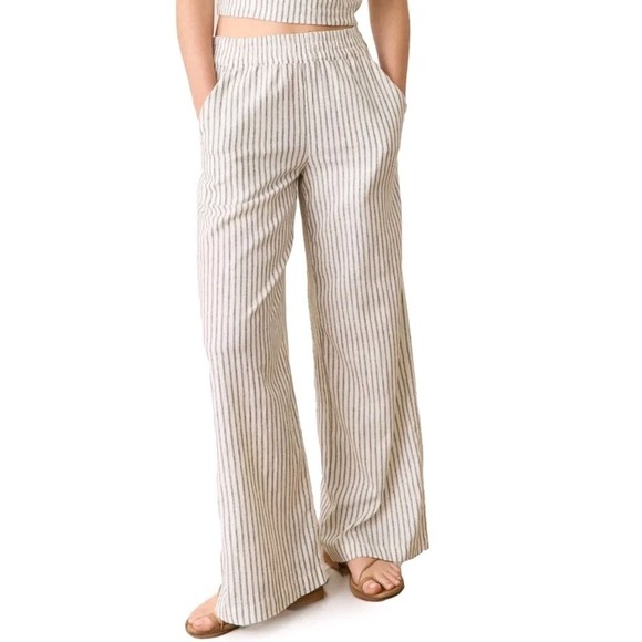 Marine Layer Pants - Marine Layer Pants Small Allison Linen Hemp Wide Leg Pull On Cottage Boho Beach